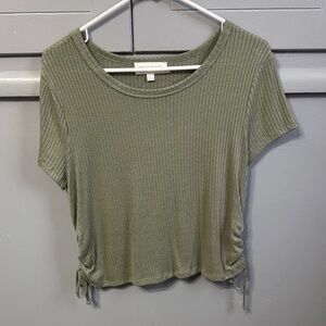 Sage Ribbed Short Sleeve Crop Top